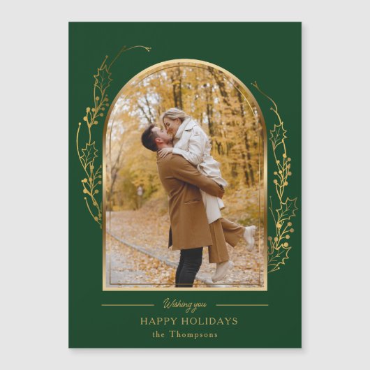 Elegant Hand Drawn Gold Holly Arch Photo (正面)