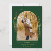 Elegant Hand Drawn Gold Holly Arch Photo シーズンカード (正面)