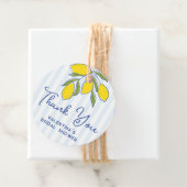 Elegant Hand Drawn Lemons Blue Stripes Thank You フェイバータグ (インサイチュ)