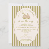 Elegant Hand Drawn Little Pear Girl Baby Shower 招待状 (正面)