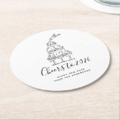Elegant Hand Drawn New Years Eve Party Paper Plate ラウンドペーパーコースター (アングル)
