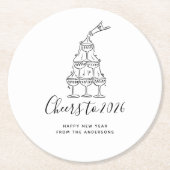 Elegant Hand Drawn New Years Eve Party Paper Plate ラウンドペーパーコースター (正面)