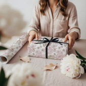 Elegant Hand-Drawn Peony & Leaf Floral Pattern ラッピングペーパー