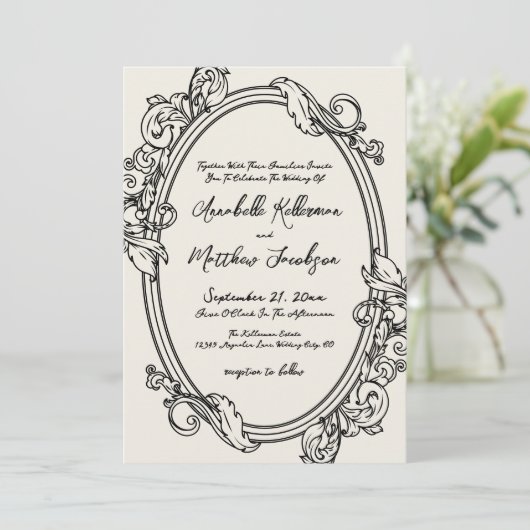 Elegant Hand Drawn Vintage Wedding 招待状 (スタンド正面)