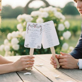 Elegant hand drawn  Wedding Ceremony Program Fans ハンドファン