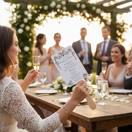 Elegant hand drawn  Wedding Ceremony Program Fans ハンドファン