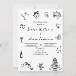 Elegant Hand Drawn Wedding Invitation 招待状