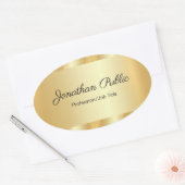 Elegant Hand Script Glamorous Template Gold 楕円形シール (封筒)