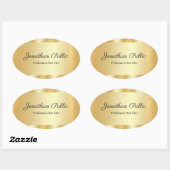 Elegant Hand Script Glamorous Template Gold 楕円形シール (シート)