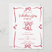 Elegant handdrawn Valentine's day party Invitation 招待状 (正面)