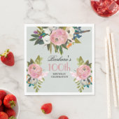 Elegant Handpainted Floral 100th Birthday Party  スタンダードランチョンナプキン (インサイチュ)