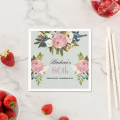 Elegant Handpainted Floral 80th Birthday Party スタンダードカクテルナプキン (インサイチュ)