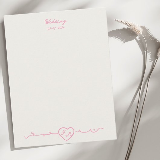 Elegant Handpainted Heart Wedding Note Card ノートカード