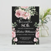Elegant Handpainted Roses 80th Birthday Party 招待状 (スタンド正面)