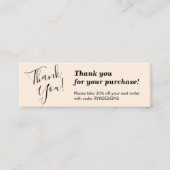 Elegant handwriting script  thank you blush card スキニー名刺 (正面)