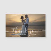 elegant handwriting wedding thank you photo magnet (正面)