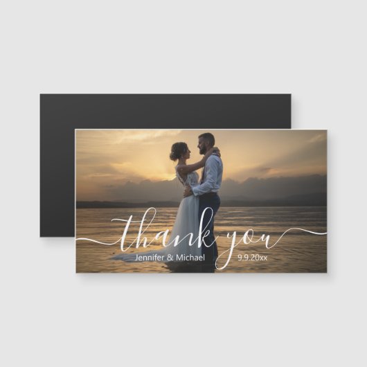 elegant handwriting wedding thank you photo magnet (正面/裏面)