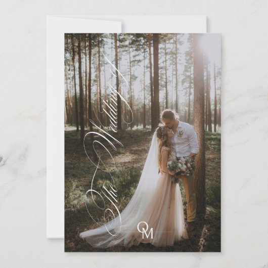 Elegant Handwritten Photo Wedding 招待状 (裏面)