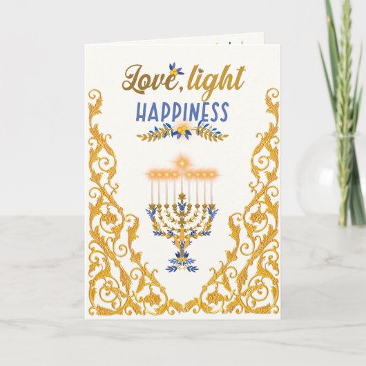 Elegant Hanukkah Menorah カード (正面)