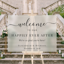 Elegant Happily Ever After ウェディング ウェルカム フロスト アクリルサイン