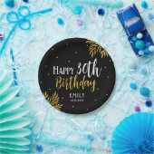 Elegant Happy 30th Birthday Gold Foliage Party ペーパープレート (パーティー)