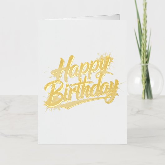 Elegant Happy Birthday Folded Foil Greeting Card  箔グリーティングカード (正面)