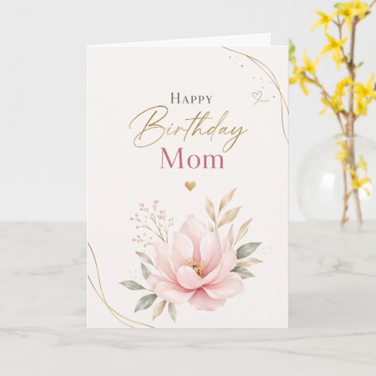 Elegant Happy Birthday Mom Greeting Card カード (黄色い花)