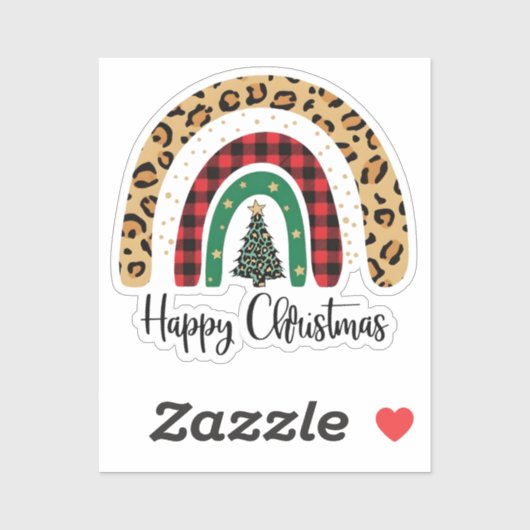 Elegant Happy Christmas Text Art Tree シール (シート)