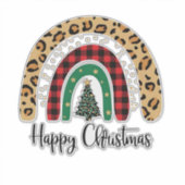 Elegant Happy Christmas Text Art Tree シール (正面)