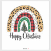 Elegant Happy Christmas Text Art Tree シール (シート)
