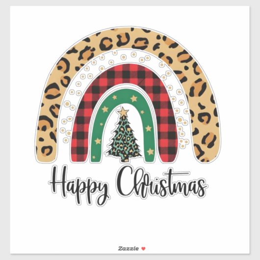 Elegant Happy Christmas Text Art Tree シール (シート)