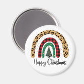 Elegant Happy Christmas Text Art Tree マグネット (正面/裏面)