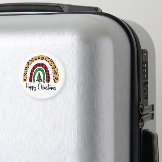 Elegant Happy Christmas Text Art Tree マグネット (インサイチュ (スーツケース))