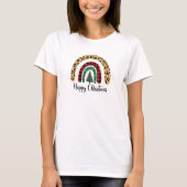 Elegant Happy Christmas Text Art Tree Tシャツ (正面)