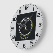 Elegant Happy Diwali Diya Flame Star Wreath ラージ壁時計 (傾斜)