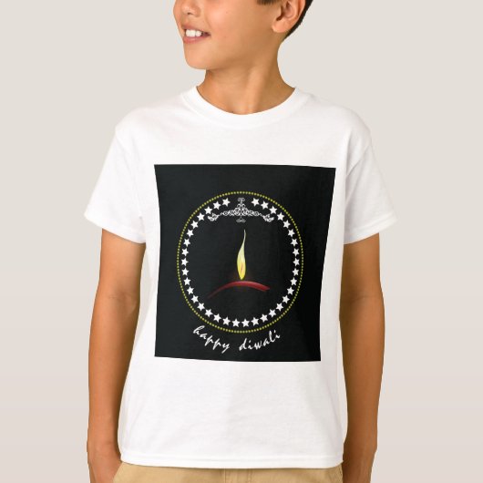 Elegant Happy Diwali Diya Flame Star Wreath Tシャツ (正面)