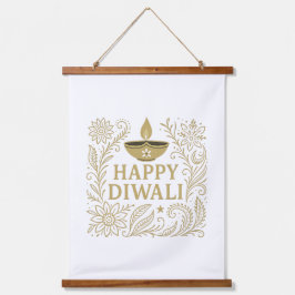 Elegant Happy Diwali Gold & Black Wall Tapestry 吊り下げ型タペストリー