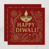 Elegant Happy Diwali Gold Invitation Card 招待状 (正面/裏面)