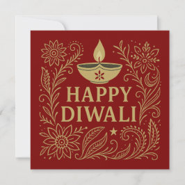 Elegant Happy Diwali Gold Invitation Card 招待状