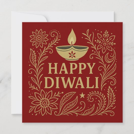 Elegant Happy Diwali Gold Invitation Card 招待状 (正面)