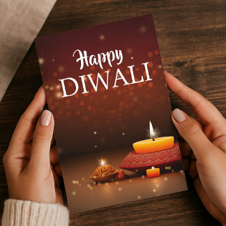 Elegant Happy Diwali with Diyas Festive Greeting シーズンカード