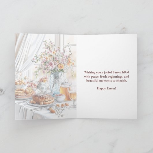 Elegant Happy Easter Card in Soft Pastels カード (内部)