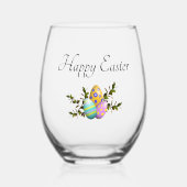 Elegant Happy Easter Decorative Eggs  ステムなしワイングラス (正面)
