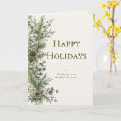 Elegant Happy Holidays カード | Winter Botanica (黄色い花)