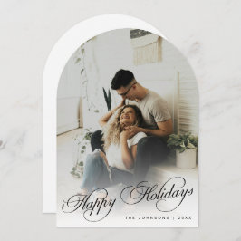 Elegant Happy Holidays Arch Photo Christmas Card 招待状