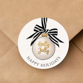 Elegant Happy Holidays Christmas Bauble Favor Tags ラウンドシール