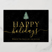 Elegant Happy Holidays Company Logo Black & Gold 箔シーズンカード (正面)