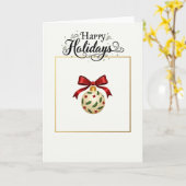 Elegant Happy Holidays Ornament Card カード (黄色い花)