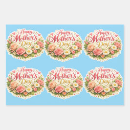 Elegant happy Mother's Day floral wreath ラッピングペーパーシート