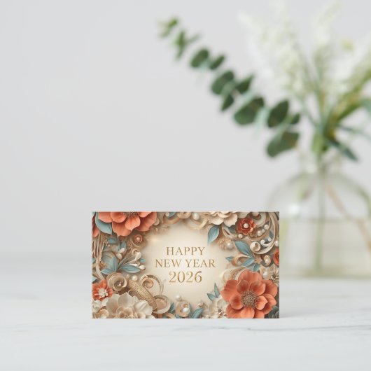 elegant happy new year 2026 business card 名刺 (スタンド正面)